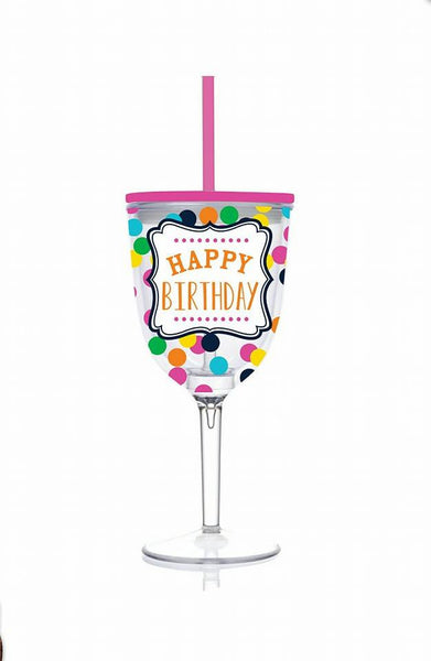 Happy Birthday Acrylic Wine Glass