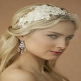 Handmade Bridal Headband w/Ivory European Lace