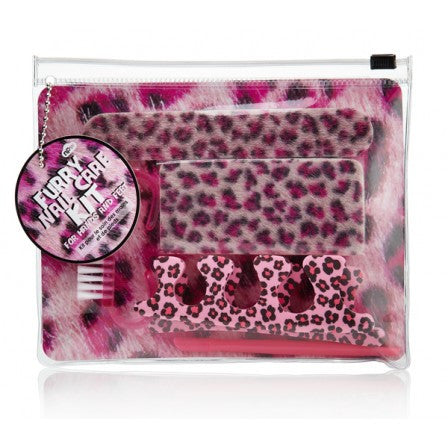 Pink Leopard Furry Nail Care Kit